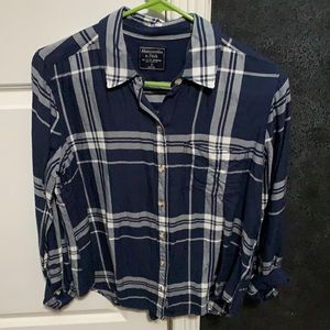Navy plaid long sleeve shirt
